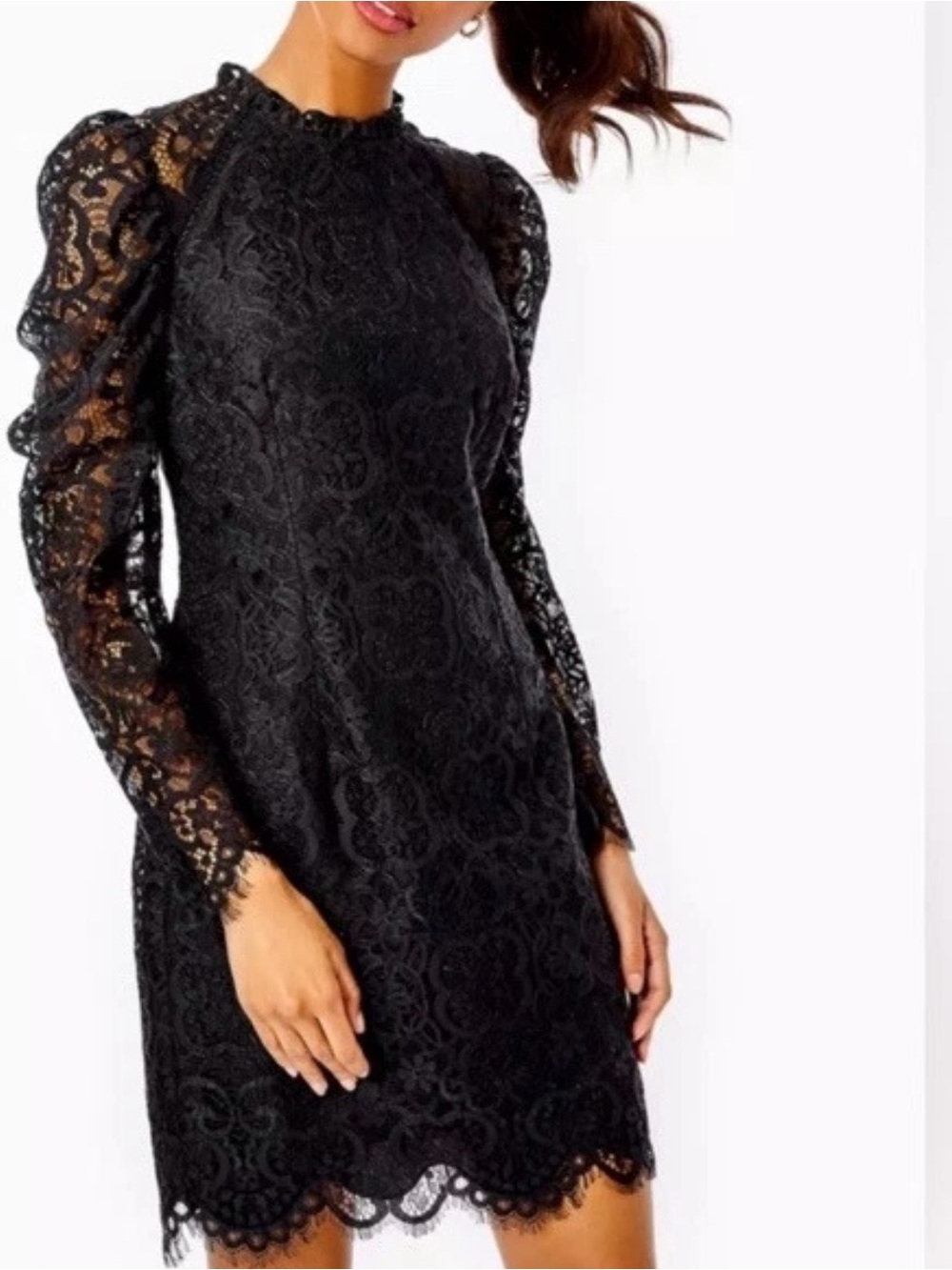 NWT LILLY PULITZER Averi Lace Short Dress Black Two Tone Carnival Lace Size 6